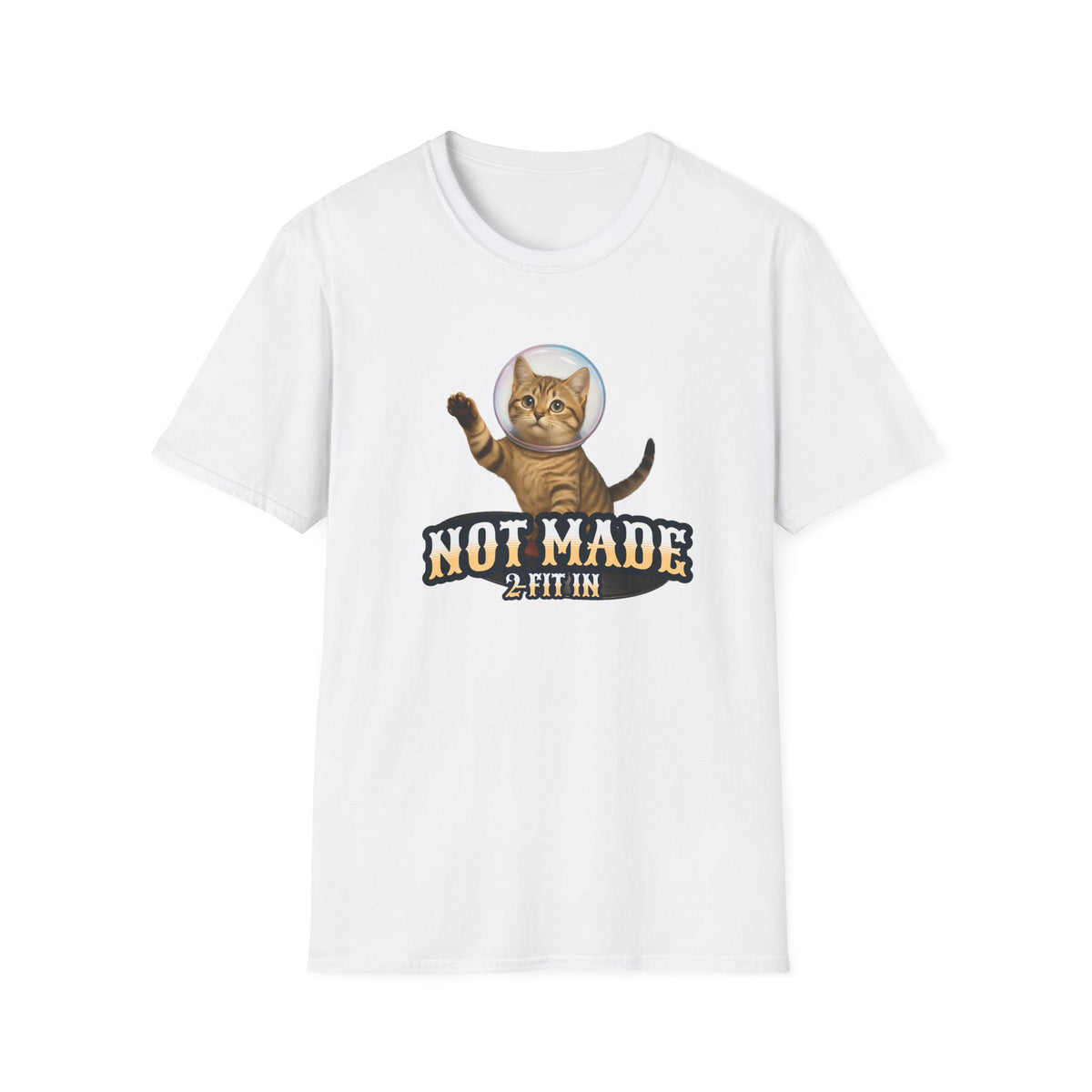 Cat Astronaut T-Shirt — "Not Made 2 Fit In" Retro Space Cat Tee - Estrella & The Stars