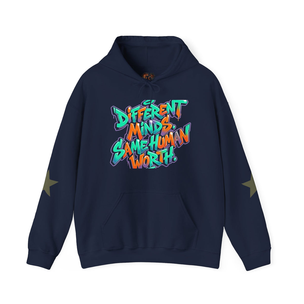 Hoodie — "Different Minds, Same Human Worth" Graffiti Streetwear Hoodie - Estrella & The Stars
