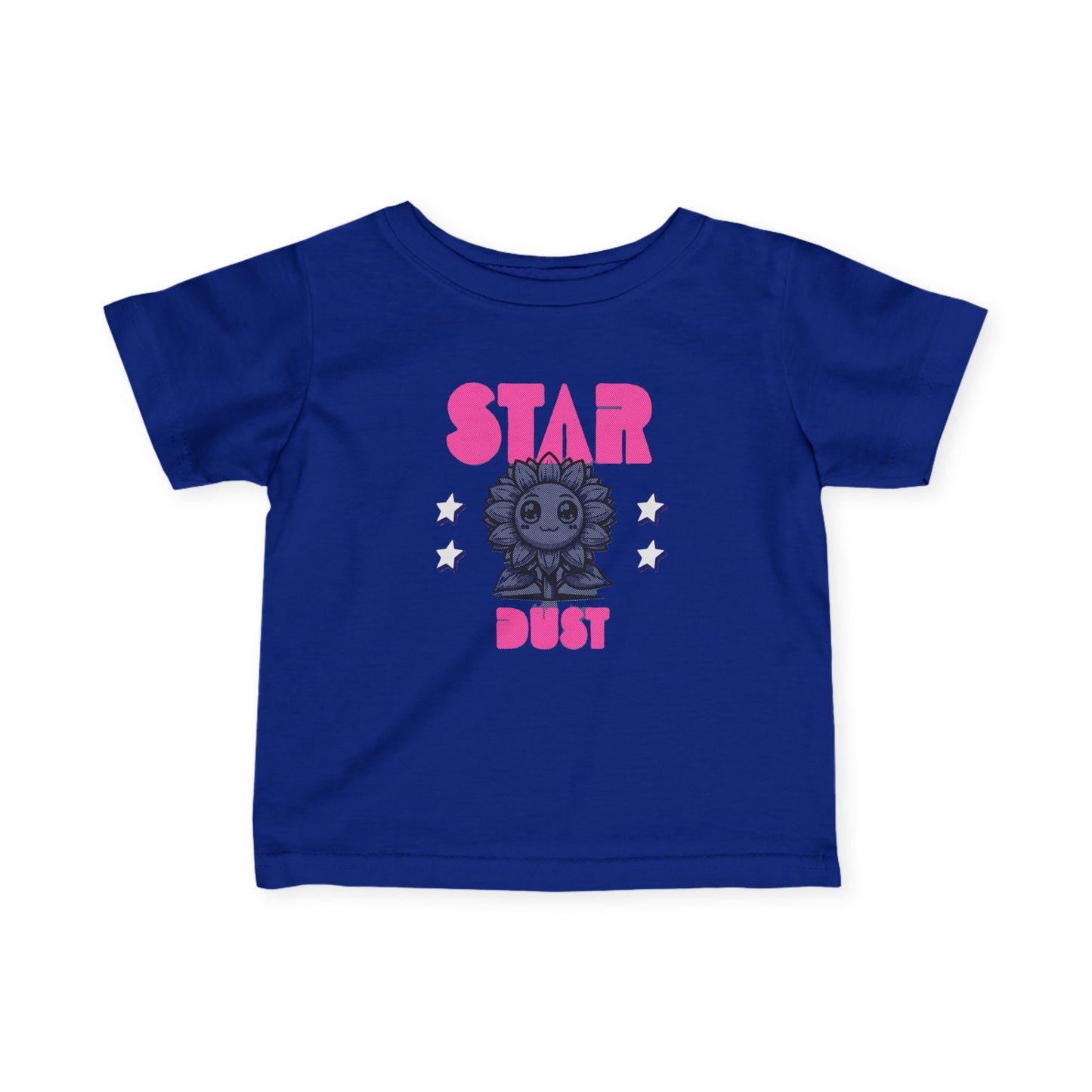 Infant Tee - 'Star Dust' Cute Sun Graphic Baby T-Shirt (Pink Retro Text) - Estrella & The Stars