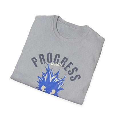 Progress Over Perfection T-Shirt — Motivational Graphic Tee with Spiky Cat Illustration - Estrella & The Stars
