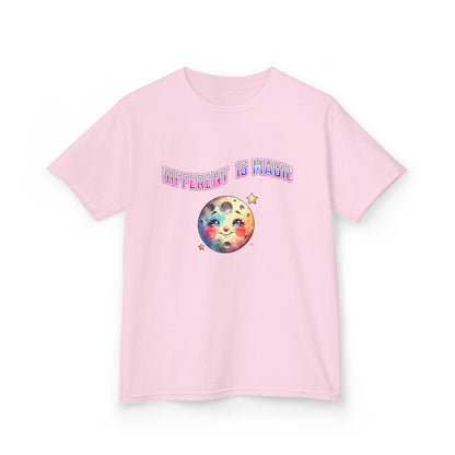 Kids Tee — "Different Is Normal" Rainbow Moon Graphic - Estrella & The Stars