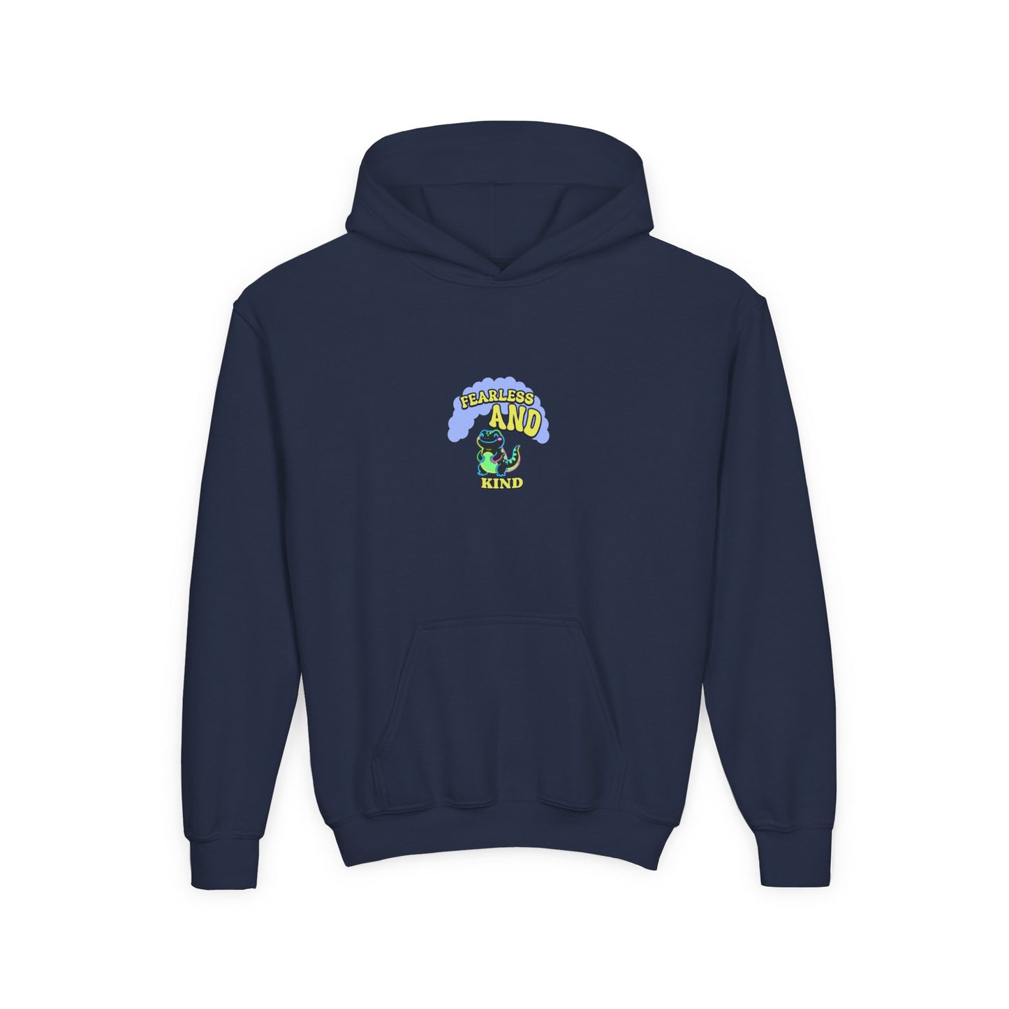 Youth Hoodie - 'Small But MIGHTY' Dino Graphic Kids Hooded Sweatshirt - Estrella & The Stars