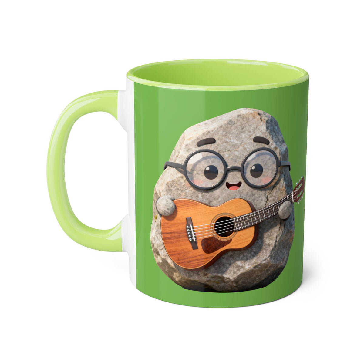 Accent Mug — Cute Guitar Rock Character "My Rock" Ceramic Coffee Cup (11oz) - Estrella & The Stars