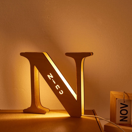 Personalised Wooden Letter Lamp Custom Name Alphabet Night Lights 19CM - Estrella & The Stars