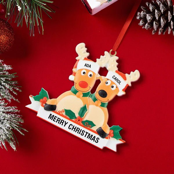 Custom Name Reindeer Family Xmas Ornament Personalized Christmas Decoration Gifts - Estrella & The Stars