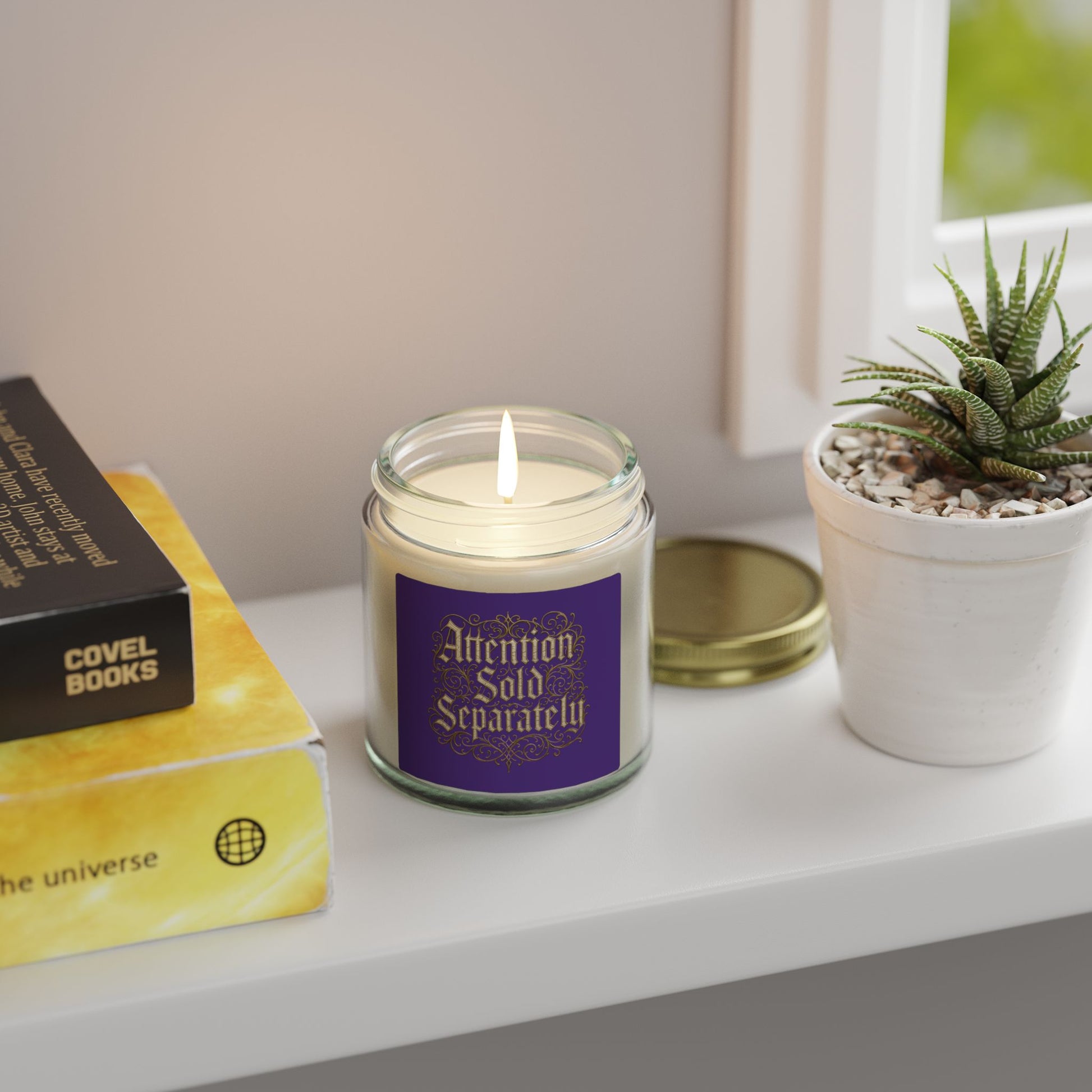 Coconut Apricot Scented Candle (4oz/9oz) — "Attention Sold Separately" Decorative Jar - Estrella & The Stars