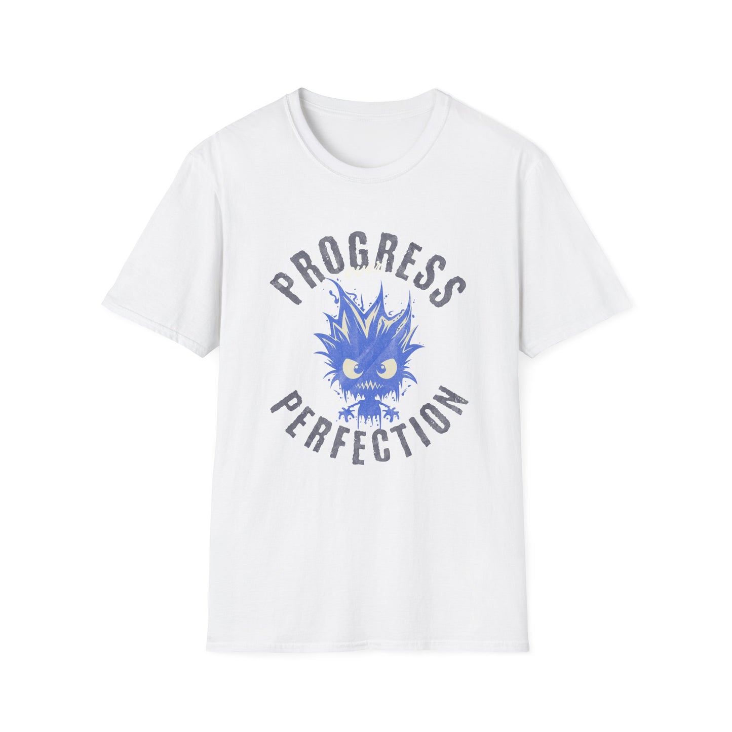 Progress Over Perfection T-Shirt — Motivational Graphic Tee with Spiky Cat Illustration - Estrella & The Stars