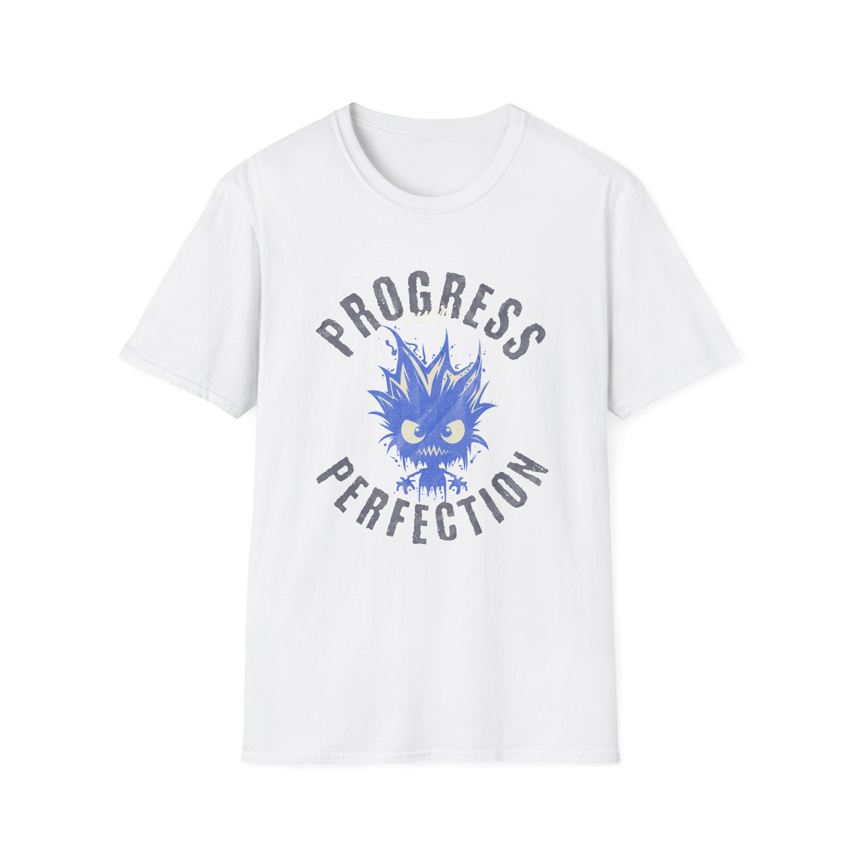 Progress Over Perfection T-Shirt — Motivational Graphic Tee with Spiky Cat Illustration - Estrella & The Stars