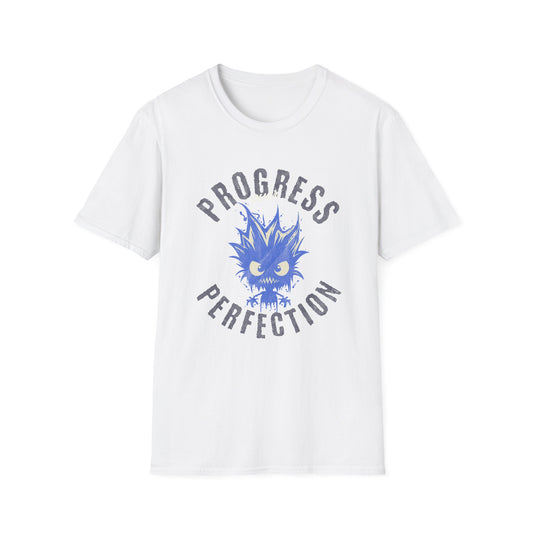 Progress Over Perfection T-Shirt — Motivational Graphic Tee with Spiky Cat Illustration - Estrella & The Stars
