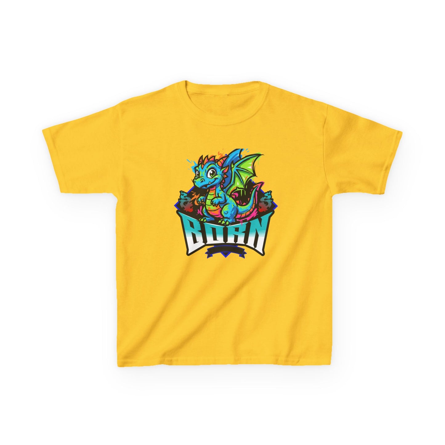 Dragonborn Kids T‑Shirt — Colorful Baby Dragon 'BORN' Graphic Tee for Kids - Estrella & The Stars