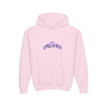 Youth Hoodie — "Dreamer" Purple Pixel Stars Kids Pullover - Estrella & The Stars