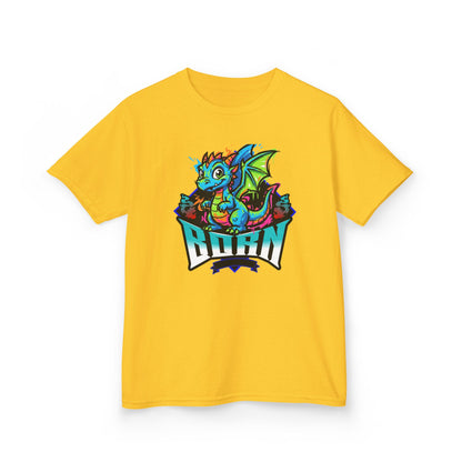 Dragonborn Kids T‑Shirt — Colorful Baby Dragon 'BORN' Graphic Tee for Kids - Estrella & The Stars