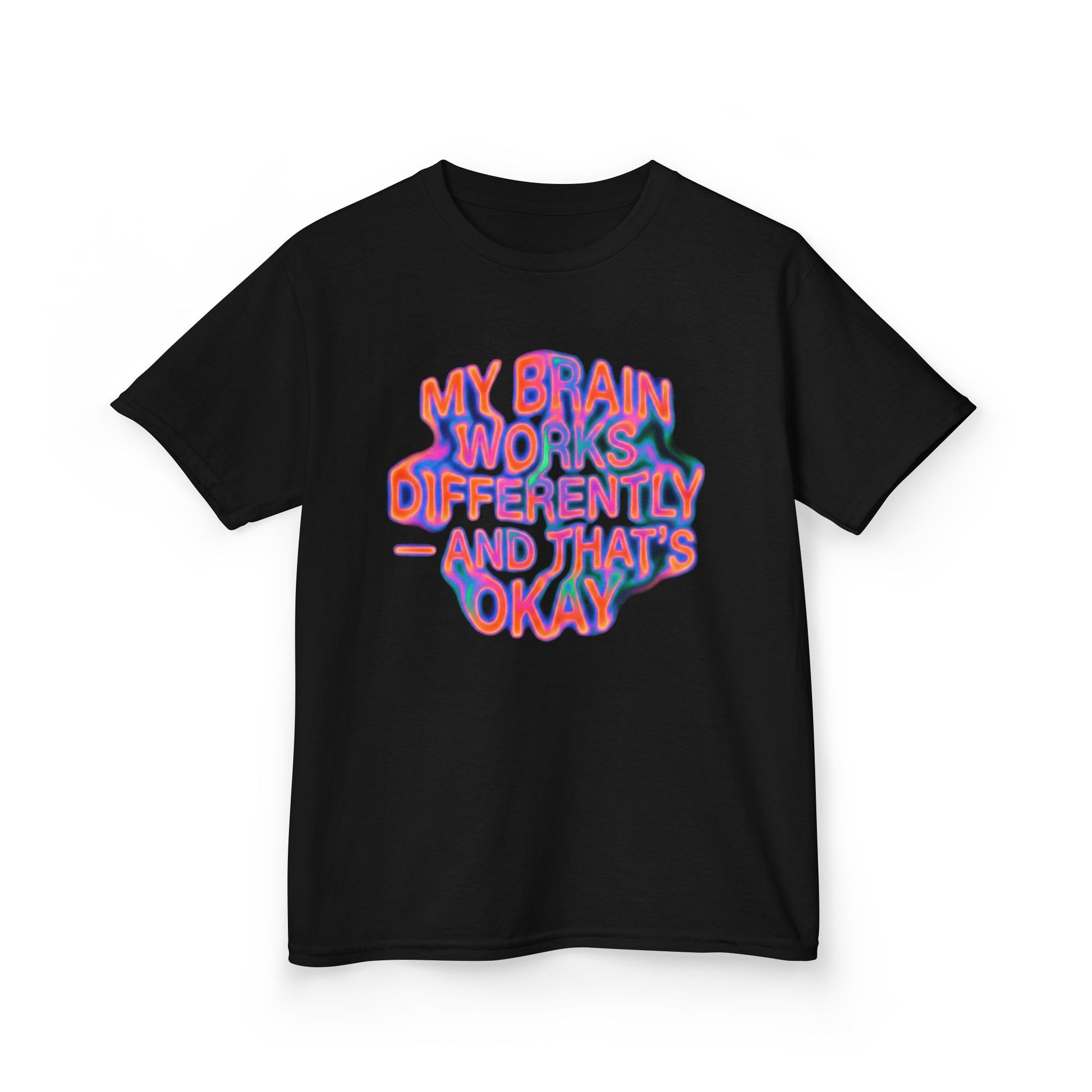 Kids Tee — "My Brain Works Differently and That’s Okay" Positive Neurodiversity Graphic - Estrella & The Stars