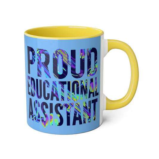 Accent Mug — Psychedelic Spiral 'Prog. Education Assistant' Ceramic Coffee Cup (11 oz) - Estrella & The Stars