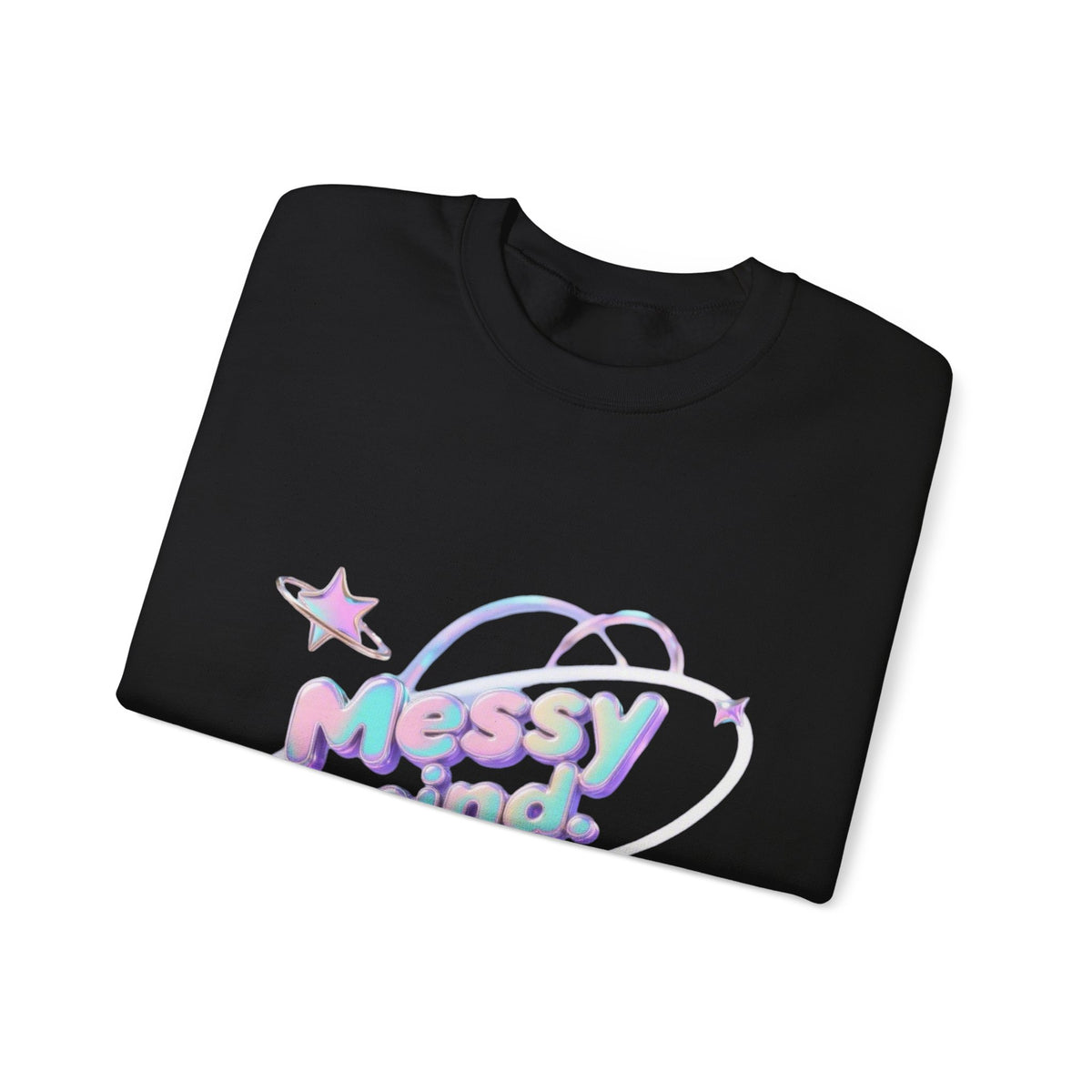 Crewneck Sweatshirt — 'Messy Mind, Magic Ideas' Pastel Space Graphic - Estrella & The Stars