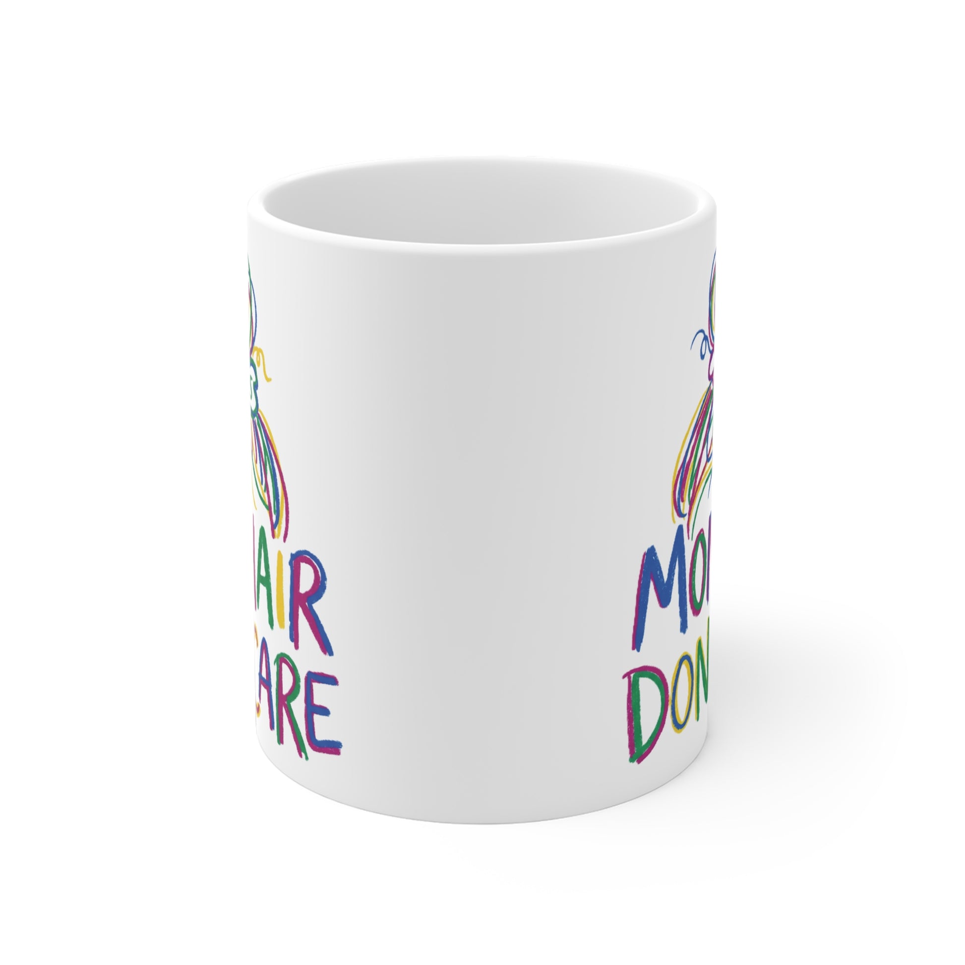 Mom Hair Don't Care Ceramic Mug — Colorful Mom Bun Coffee Cup (11oz/15oz/20oz) - Estrella & The Stars