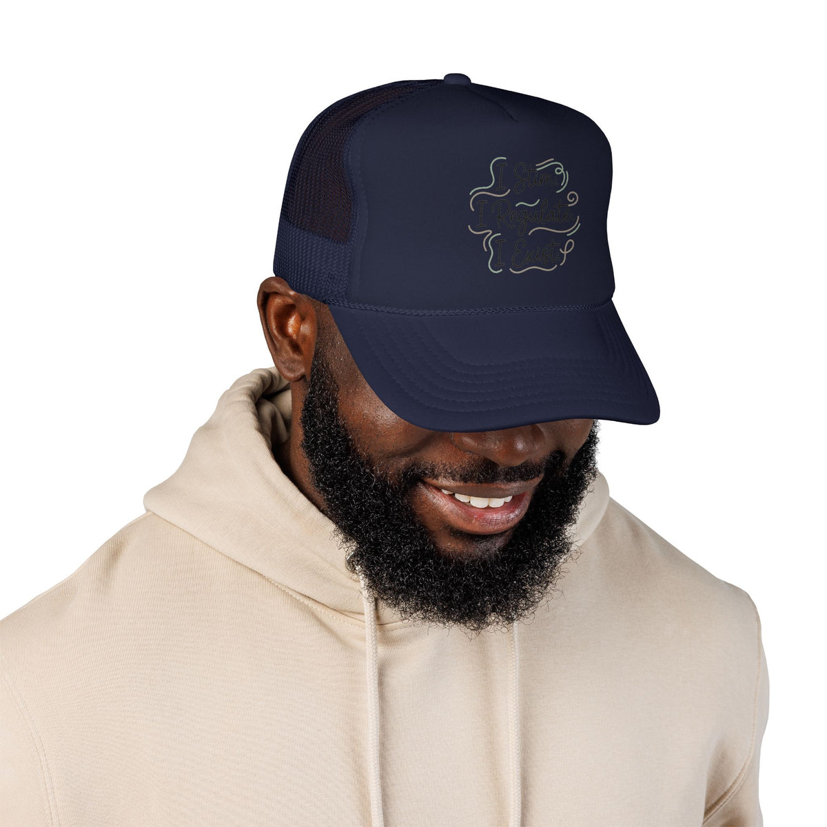 Abstract Ocean Wave Trucker Hat — Nautical Foam Mesh Cap - Estrella & The Stars