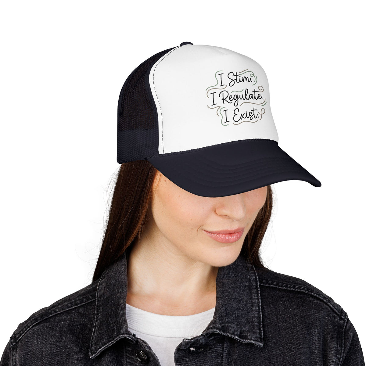 Abstract Ocean Wave Trucker Hat — Nautical Foam Mesh Cap - Estrella & The Stars