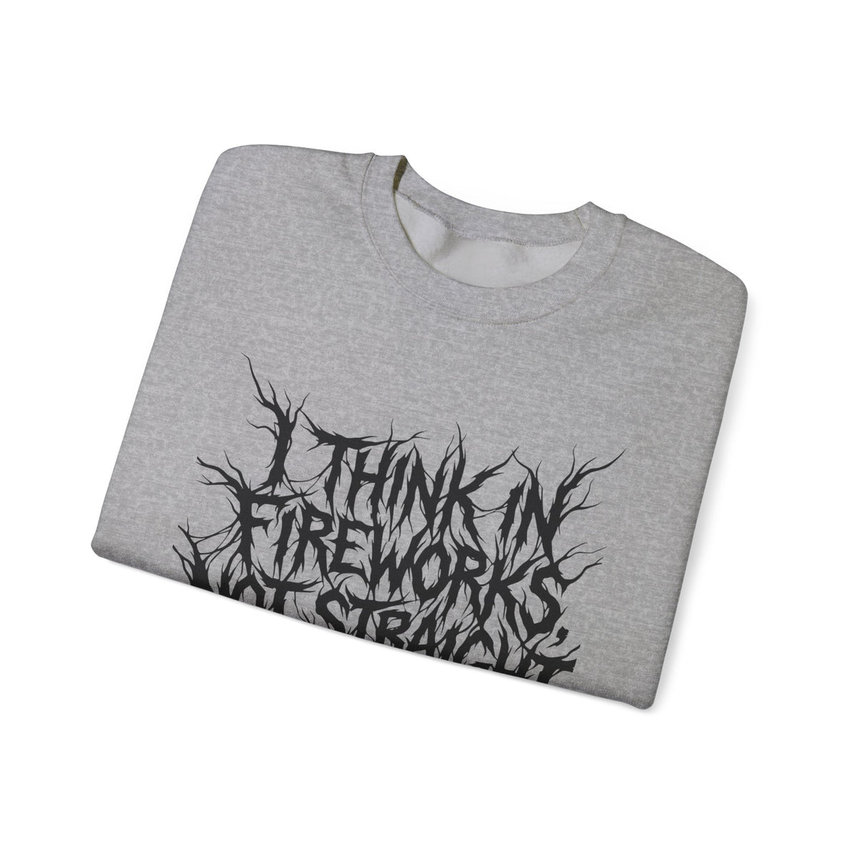 Crewneck Sweatshirt — “I Think in Fireworks, Not Straight Lines” Graphic - Estrella & The Stars