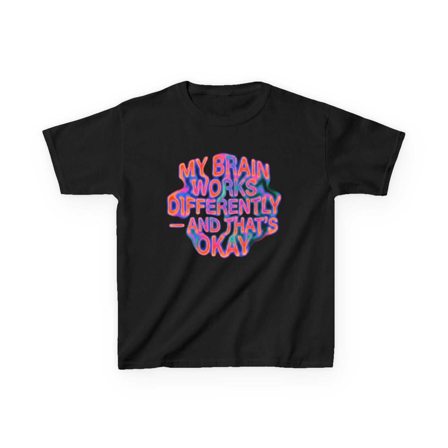 Kids Tee — "My Brain Works Differently and That’s Okay" Positive Neurodiversity Graphic - Estrella & The Stars