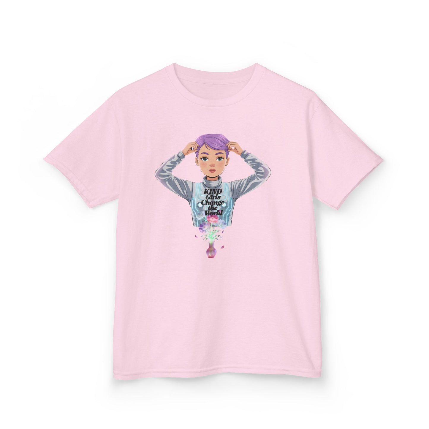 Kids Tee — 'Take The Night' Graphic Shirt with Purple - Haired Character - Estrella & The Stars
