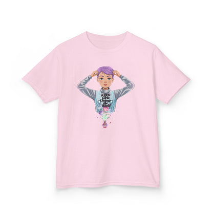 Kids Tee — 'Take The Night' Graphic Shirt with Purple - Haired Character - Estrella & The Stars
