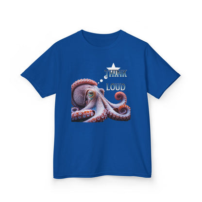Colorful Octopus Kids Tee with Bold "Think Loud" Design - Estrella & The Stars