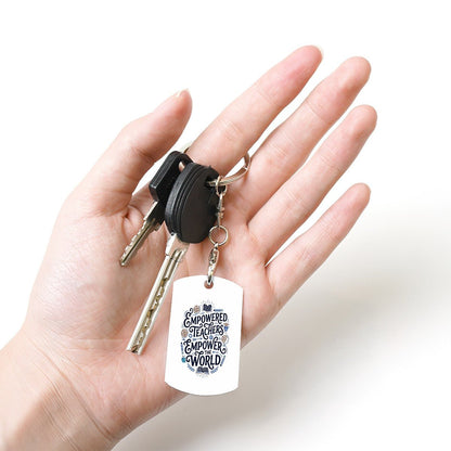 Empower Teachers Empower The Wolrd - Rectangular Metal Keychain - Estrella & The Stars