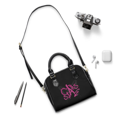 Copy of Shoulder Handbag - Pink Graffiti Heart & "Stars" Print Leather Satchel - Estrella & The Stars