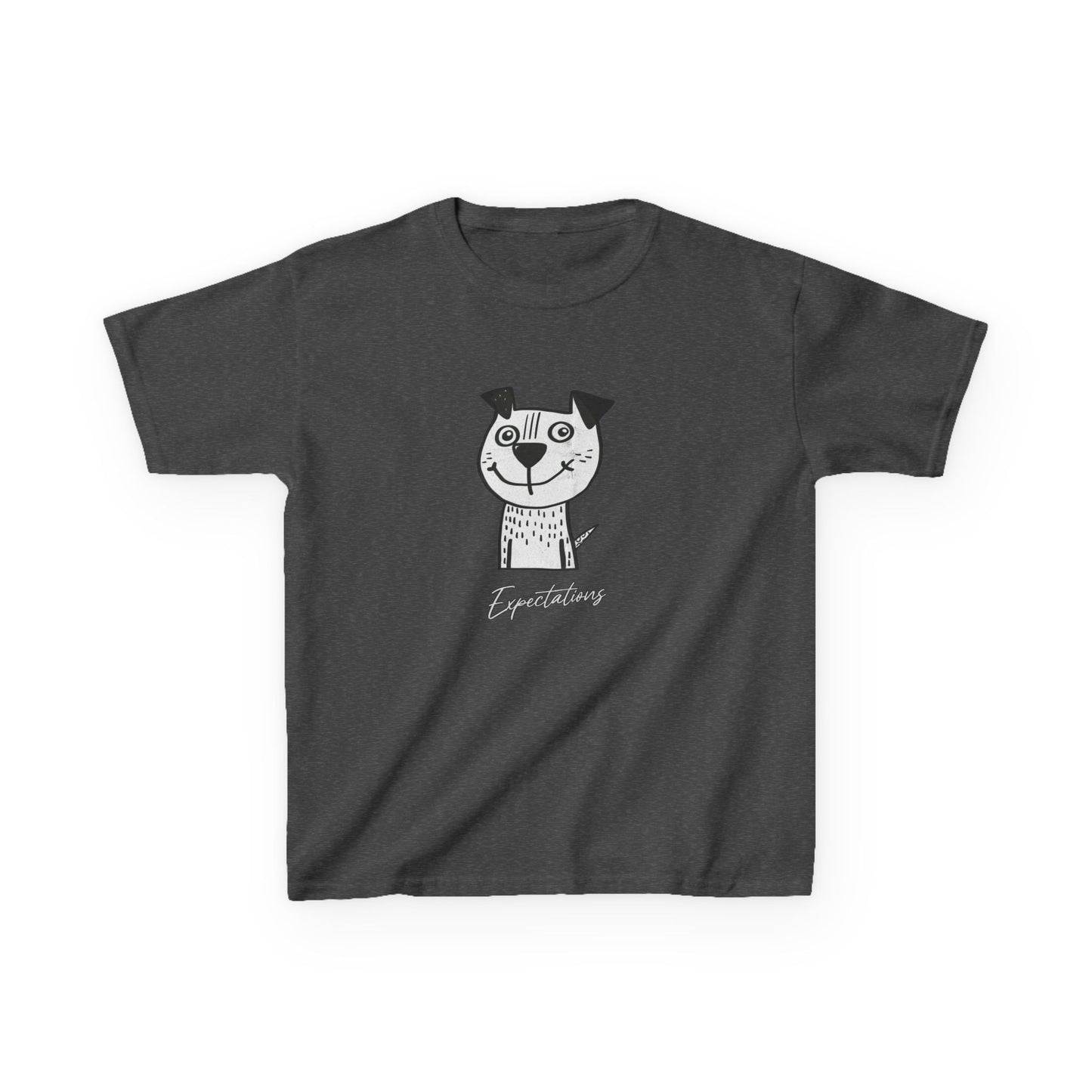 Kids Tee — Cute Cat Drawing with 'Expectations' Script - Estrella & The Stars