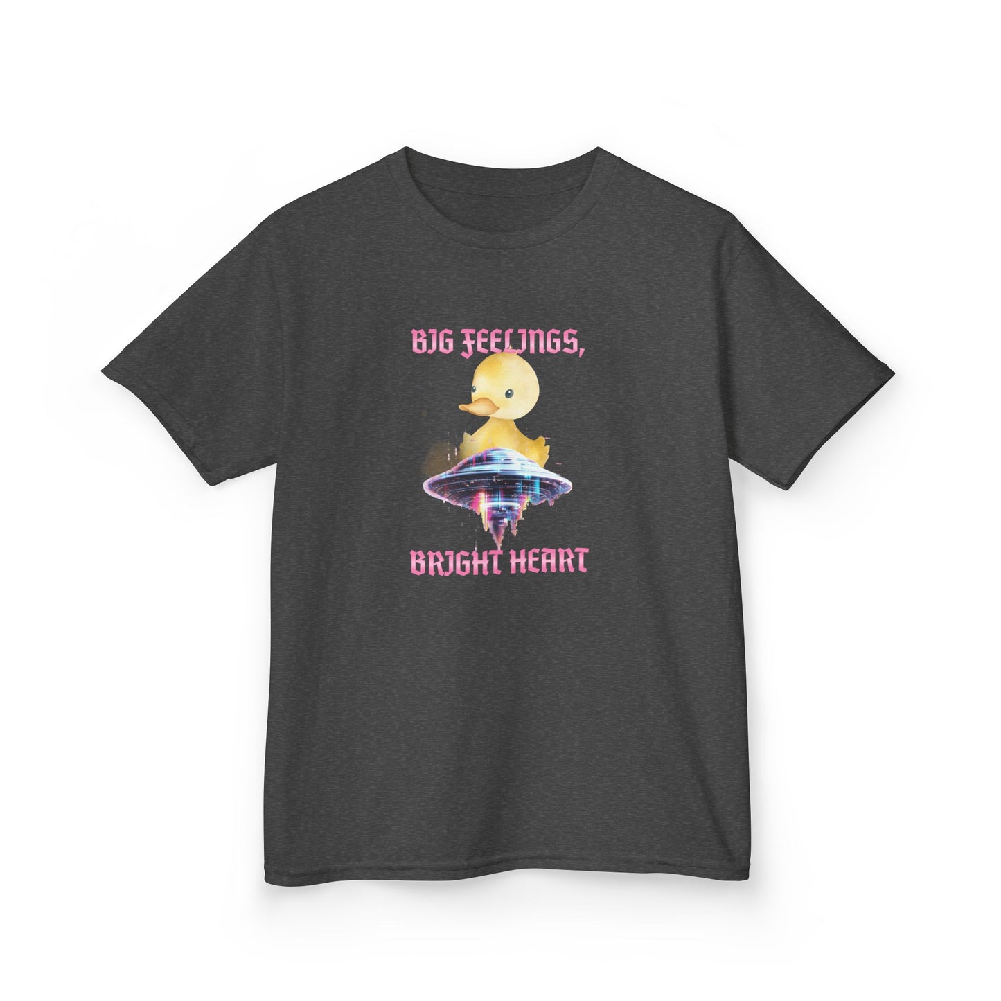 Kids T‑Shirt — Cute Duck on Mushroom “Big Feelings, Bright Heart” - Estrella & The Stars