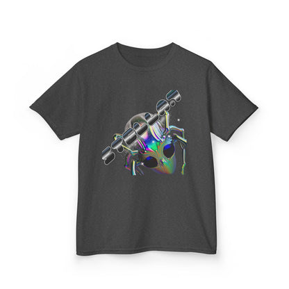 Kids Skateboard Alien T‑Shirt — Holographic Space Helmet Graphic - Estrella & The Stars