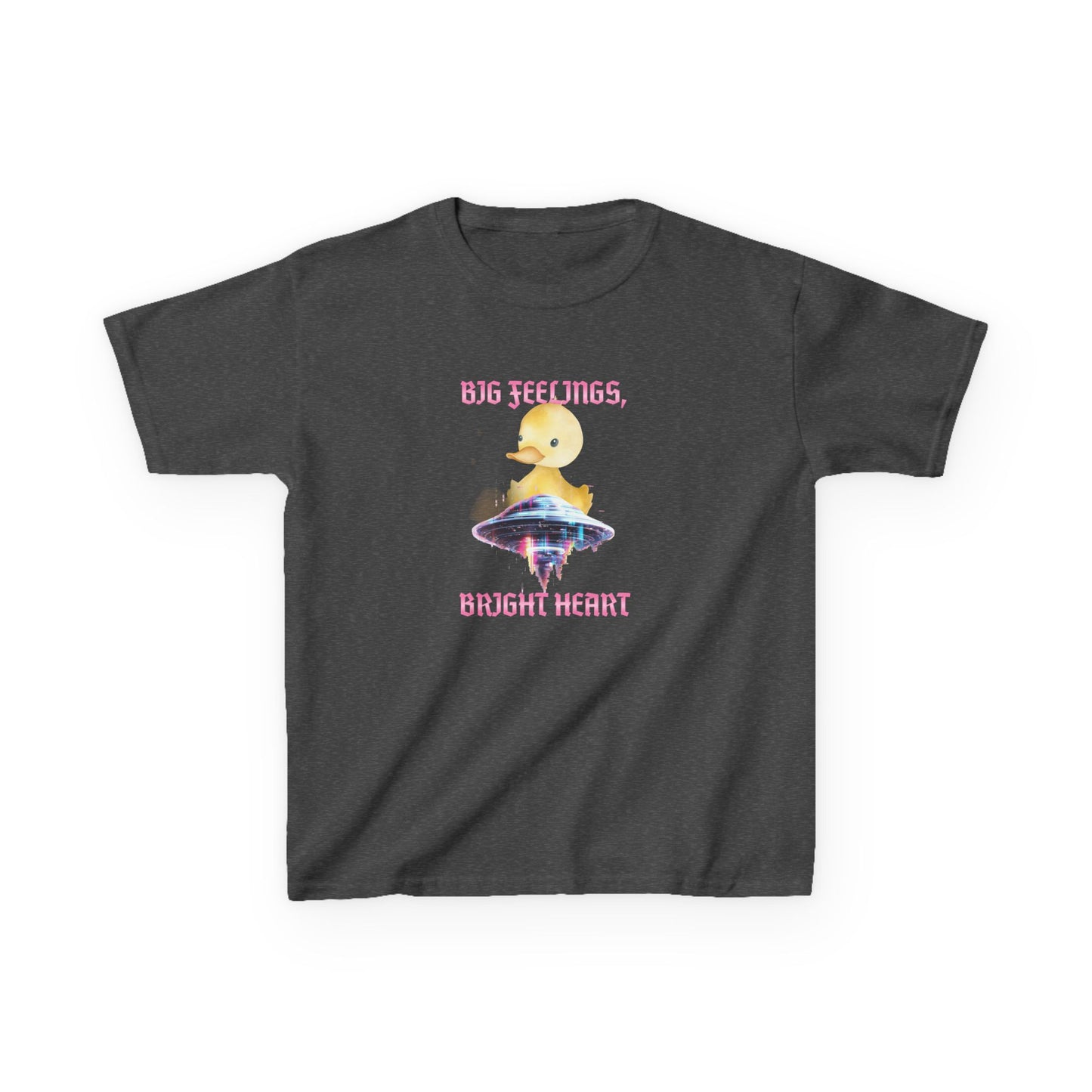 Kids T‑Shirt — Cute Duck on Mushroom “Big Feelings, Bright Heart” - Estrella & The Stars
