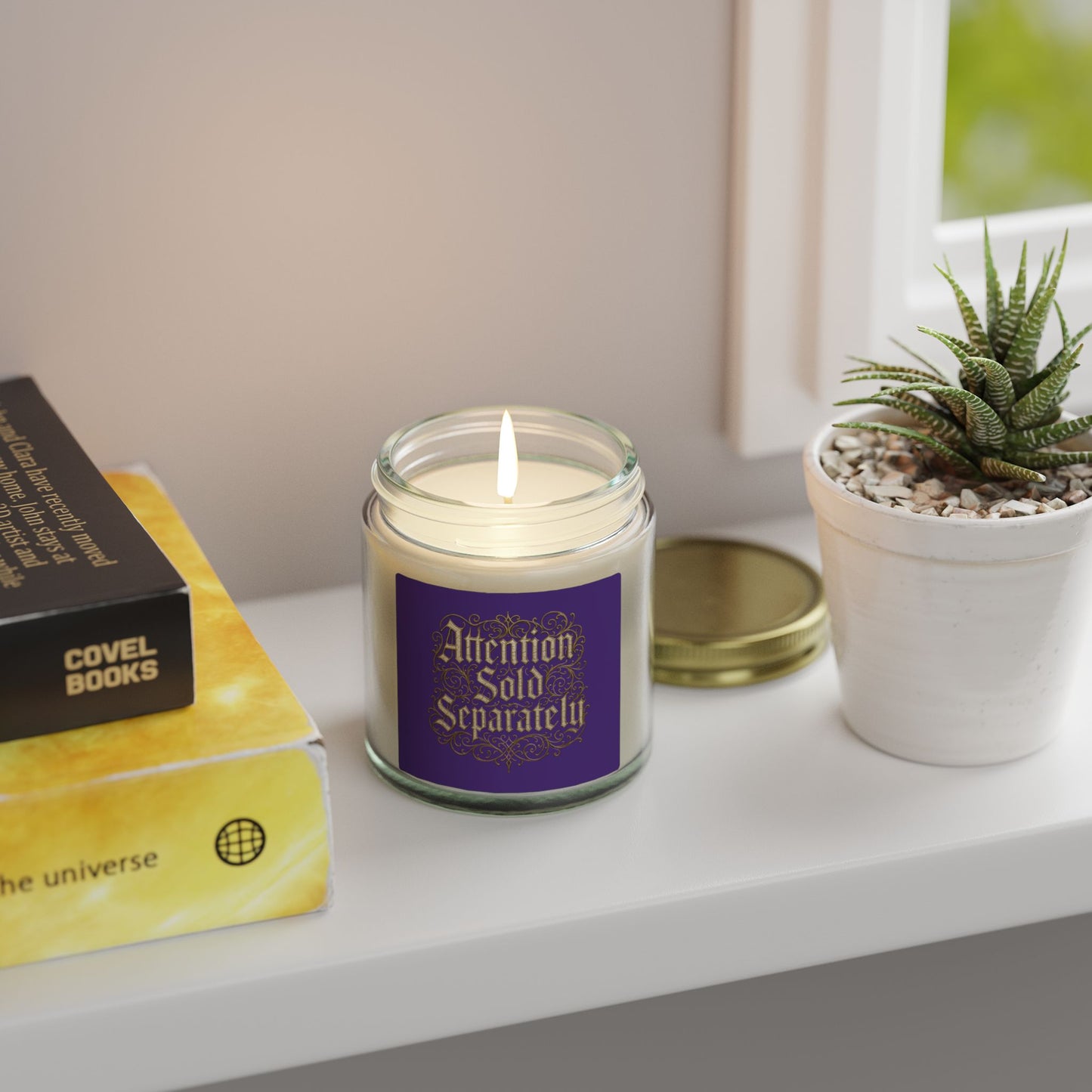 Coconut Apricot Scented Candle (4oz/9oz) — "Attention Sold Separately" Decorative Jar - Estrella & The Stars