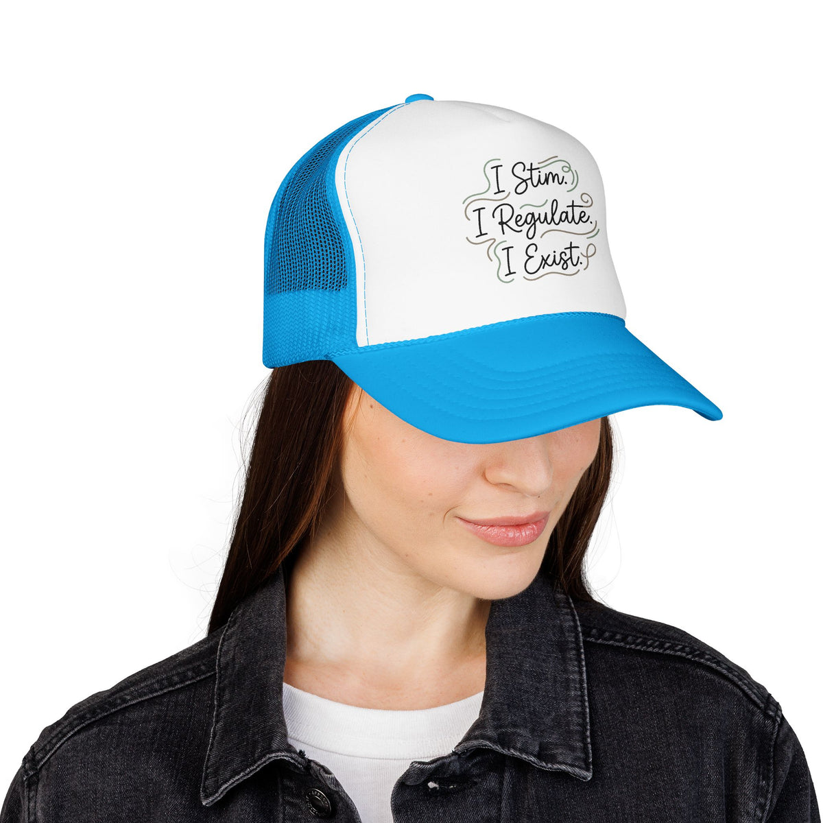 Abstract Ocean Wave Trucker Hat — Nautical Foam Mesh Cap - Estrella & The Stars