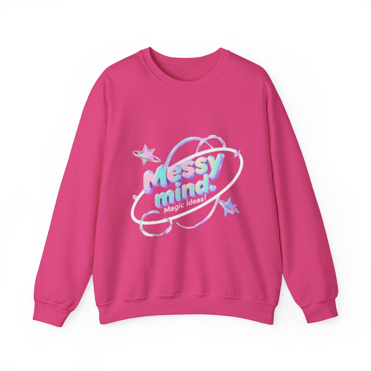 Crewneck Sweatshirt — 'Messy Mind, Magic Ideas' Pastel Space Graphic - Estrella & The Stars