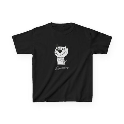 Kids Tee — Cute Cat Drawing with 'Expectations' Script - Estrella & The Stars