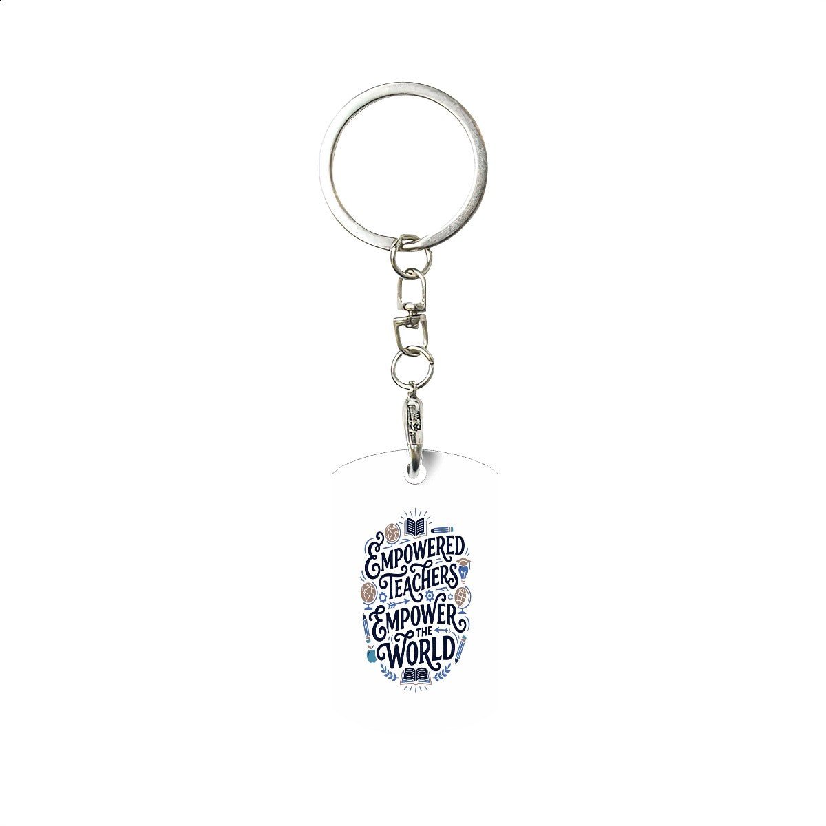 Empower Teachers Empower The Wolrd - Rectangular Metal Keychain - Estrella & The Stars