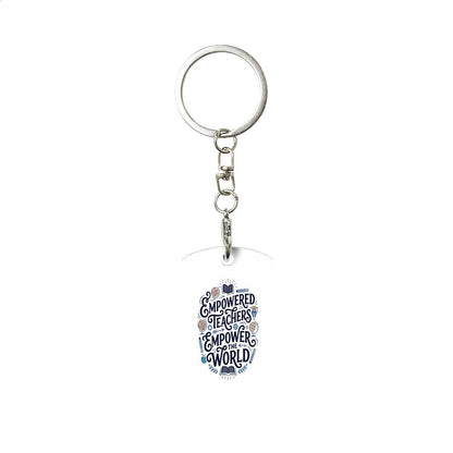 Empower Teachers Empower The Wolrd - Rectangular Metal Keychain - Estrella & The Stars
