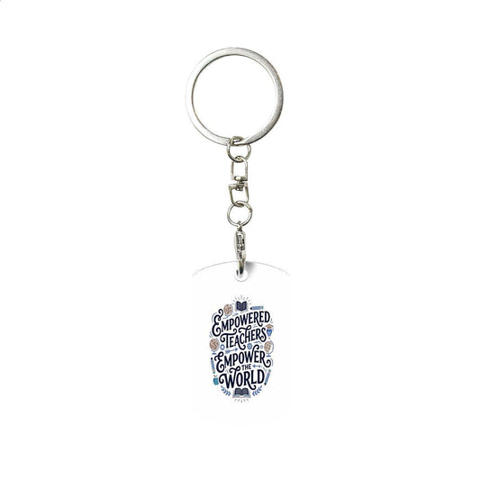 Empower Teachers Empower The Wolrd - Rectangular Metal Keychain - Estrella & The Stars