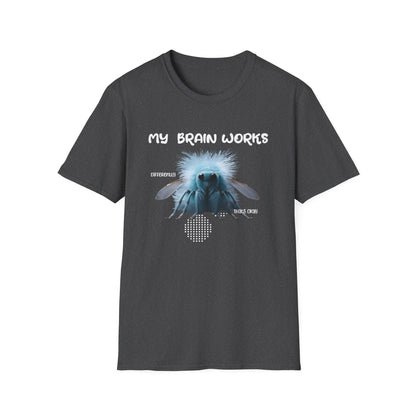 T-Shirt — "My Brain Works" Surreal Blue Creature Graphic Tee - Estrella & The Stars