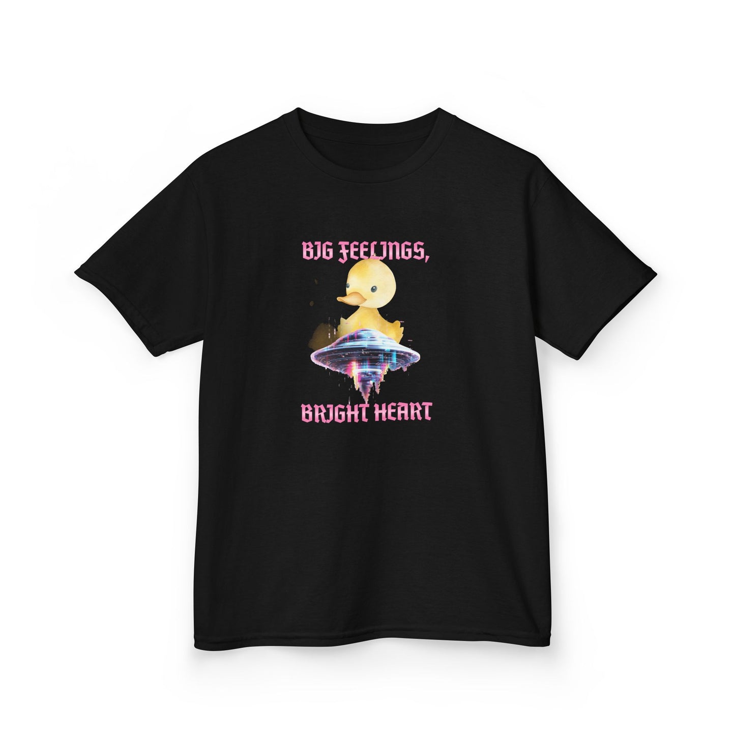 Kids T‑Shirt — Cute Duck on Mushroom “Big Feelings, Bright Heart” - Estrella & The Stars