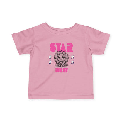 Infant Tee - 'Star Dust' Cute Sun Graphic Baby T-Shirt (Pink Retro Text) - Estrella & The Stars