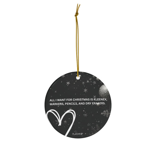 Teacher's Holiday Ceramic Ornament - Cute Educator Xmas Gift - Estrella & The Stars