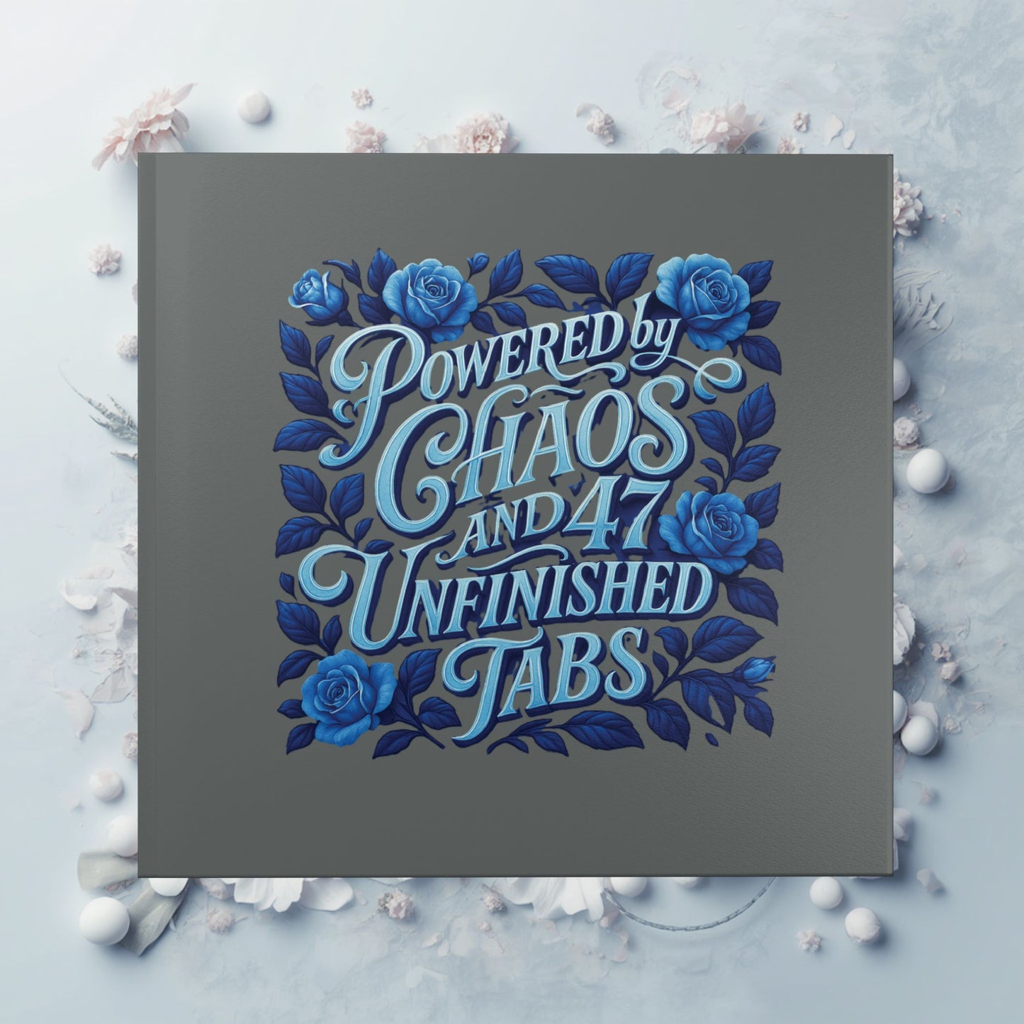 Hardcover Photo Book — "Powered by Chaos and 47 Unfinished Tabs" Floral Design - Estrella & The Stars