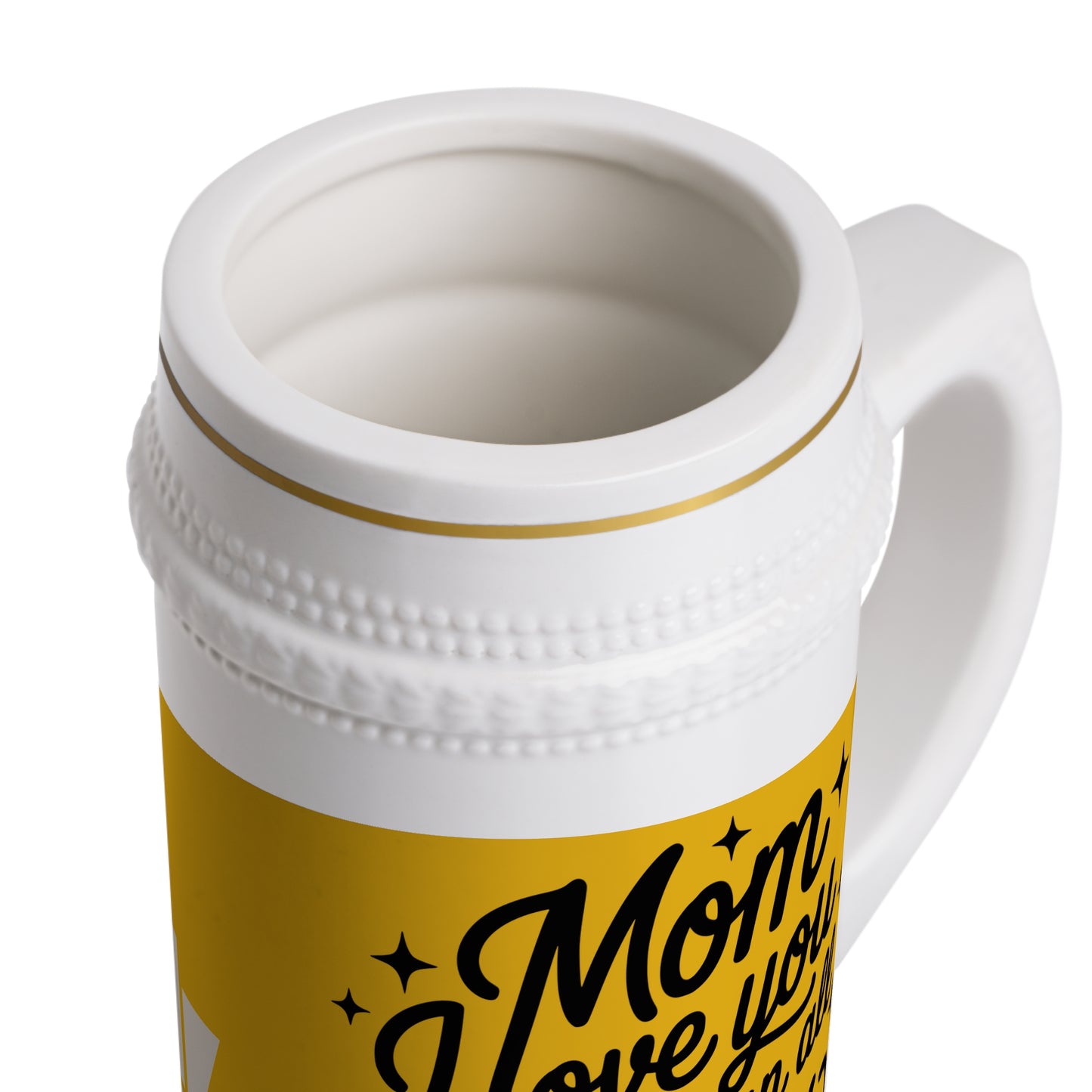 Love You Mom Stein Mug - Ceramic Beer Stein with 'Thank You' Banner - Estrella & The Stars
