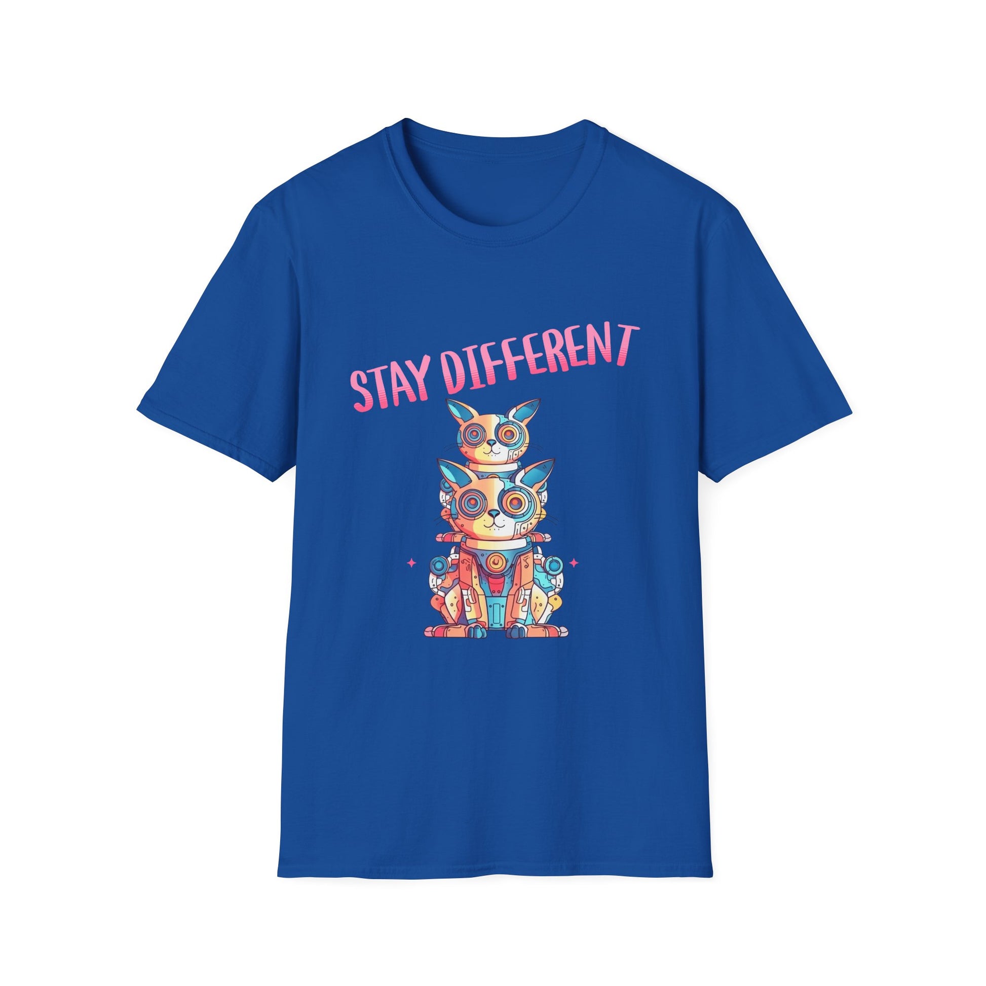 Stay Different Cat T‑Shirt — Colorful Stacked Cats Graphic Tee - Estrella & The Stars