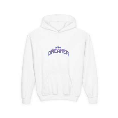 Youth Hoodie — "Dreamer" Purple Pixel Stars Kids Pullover - Estrella & The Stars