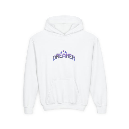Youth Hoodie — "Dreamer" Purple Pixel Stars Kids Pullover - Estrella & The Stars