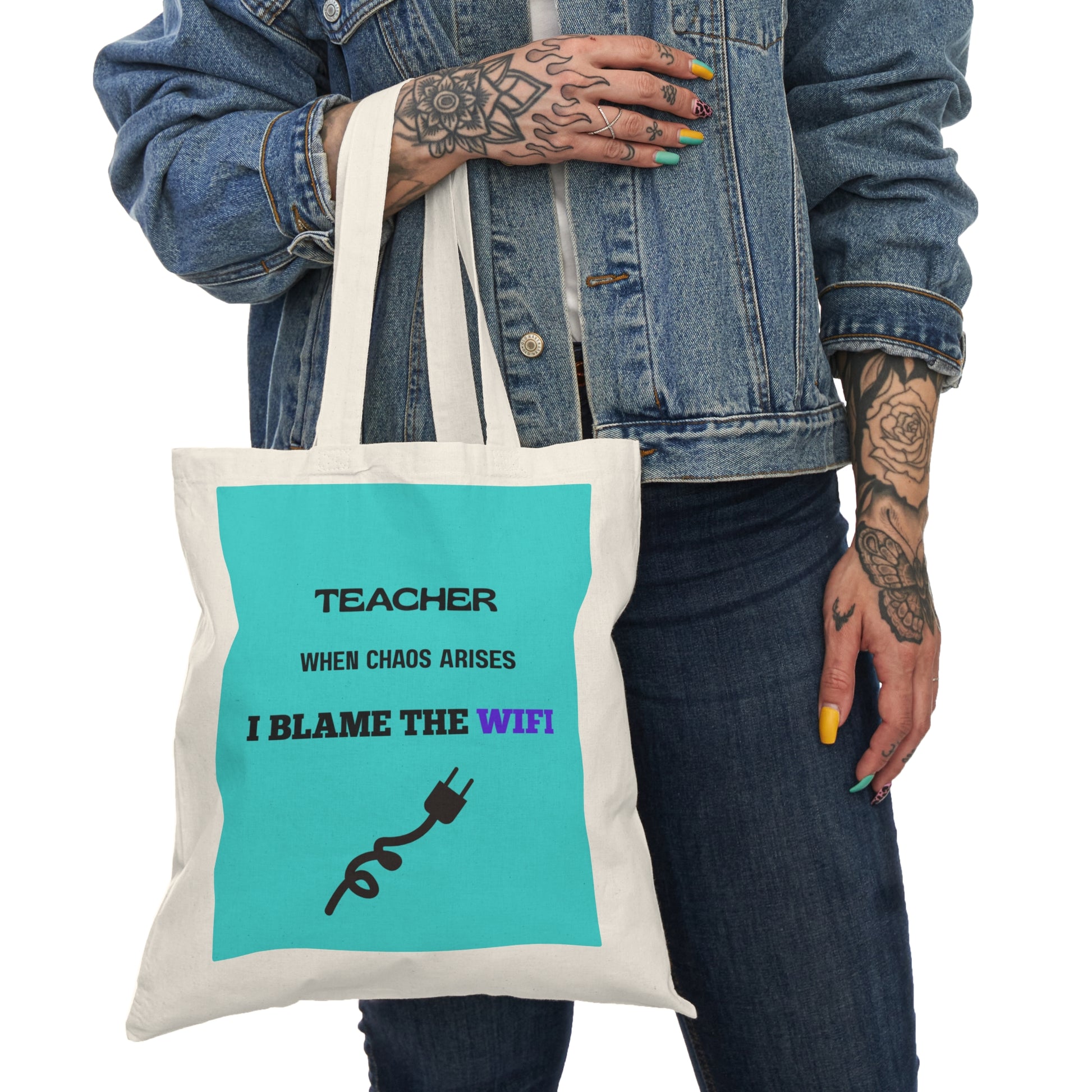 WiFi Blamed Teacher Tote Bag - Eco-Friendly Gift for Teachers & Classroom, Cute Accessory - Estrella & The Stars